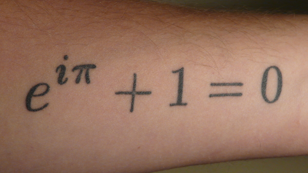 Euler's Identity as it appears on my arm.