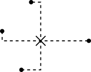 Four points on a circle using the city block metric.