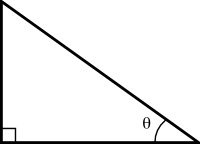 A right triangle with the angle theta labeled.