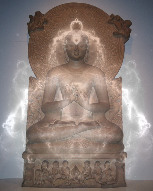 A Gautama Buddha statue and a 'Buddhabrot'. Image Credit: http://en.wikipedia.org/wiki/Gautama_Buddha